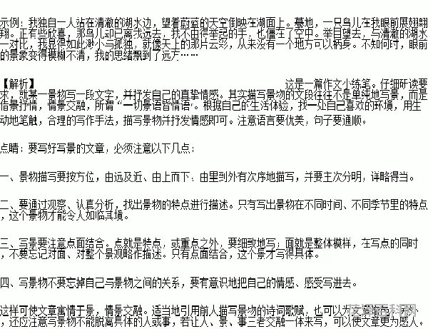 情景交融的小练笔，排练时的情景小练笔150字