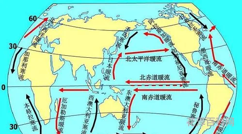 世界洋流分布图 日本核排放洋流图
