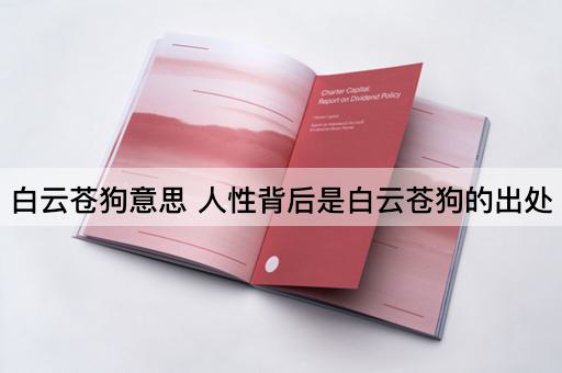 白云苍狗意思 人性背后是白云苍狗的出处